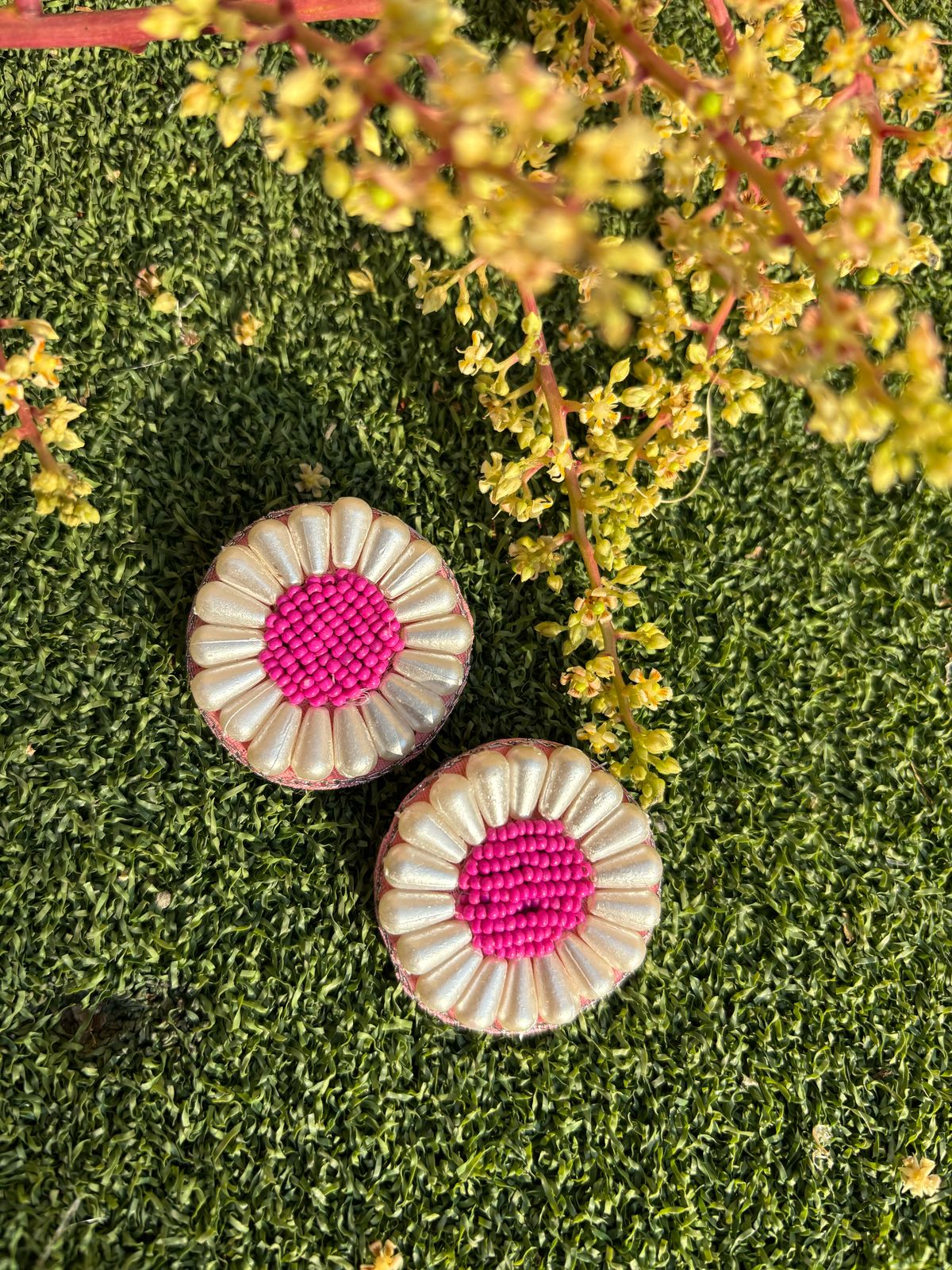 Pink Pearl  Handmade Beaded Earrings